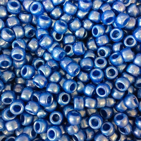 Royal Blue Pearl 9x6mm Pony Beads Dummy Clips Pram Charms Pony Beads