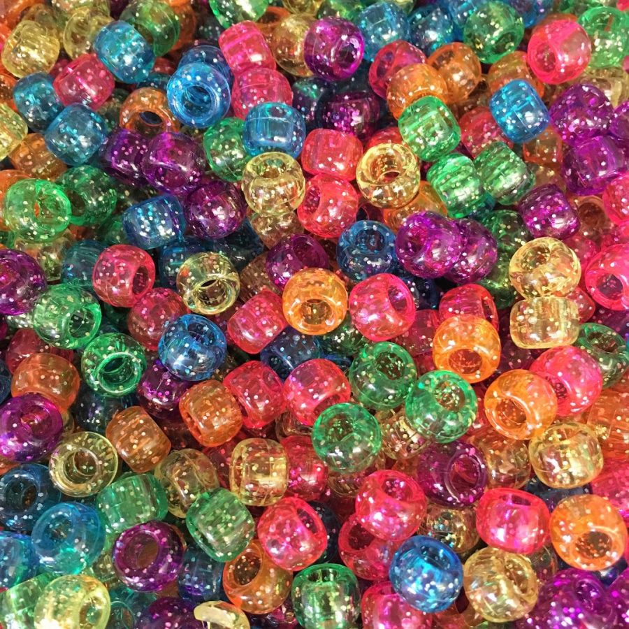 Jelly Sparkle Mix 9x6mm Pony Beads Dummy Clips, Pram Charms 